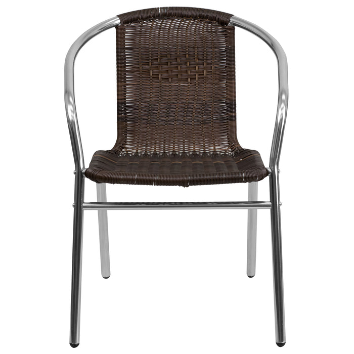 Commercial Aluminum/Rattan Restaurant Dining Stack Chair