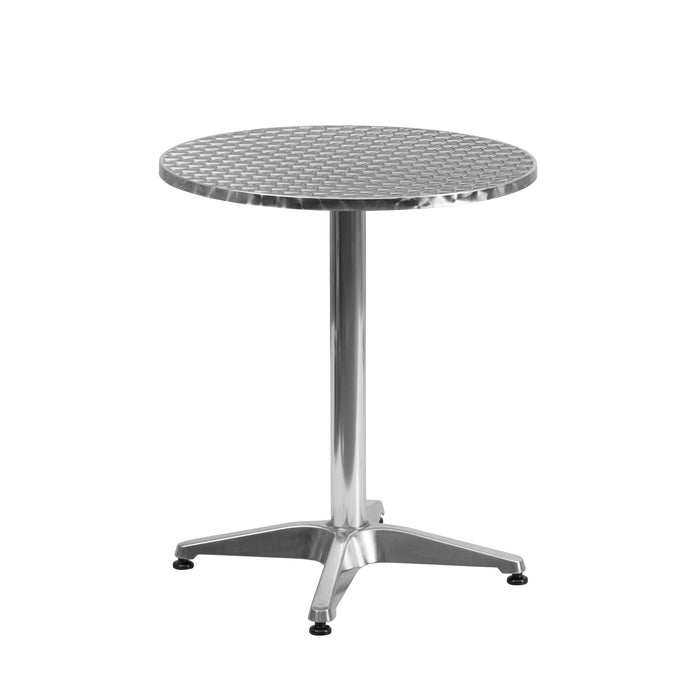 23.5'' Round Aluminum Indoor-Outdoor Table Set with 4 Slat Back Chairs