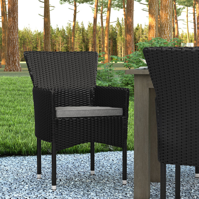 Ina Set of 4 Modern Wicker Patio Chairs with Removable Cushions for Indoor and Outdoor Use