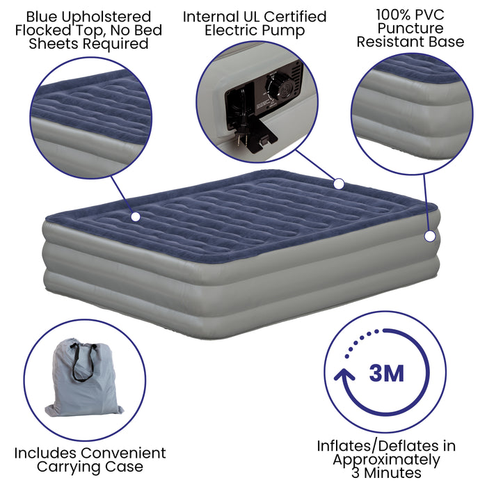 18 Inch Raised Inflatable Air Mattress With Internal Electric Pump