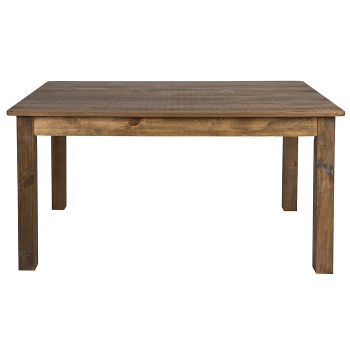 60" x 38" Rectangular Antique Rustic Solid Pine Farm Dining Table