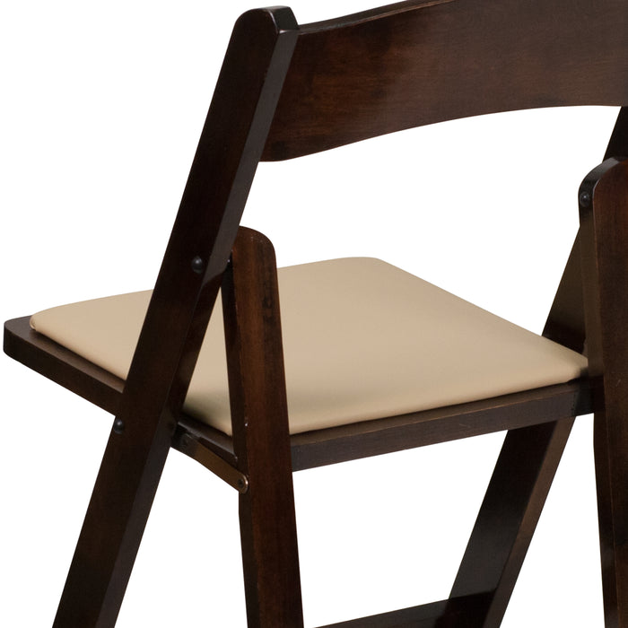 2 Pack Wedding Party Event Wood Folding Chair with Vinyl Padded Seat