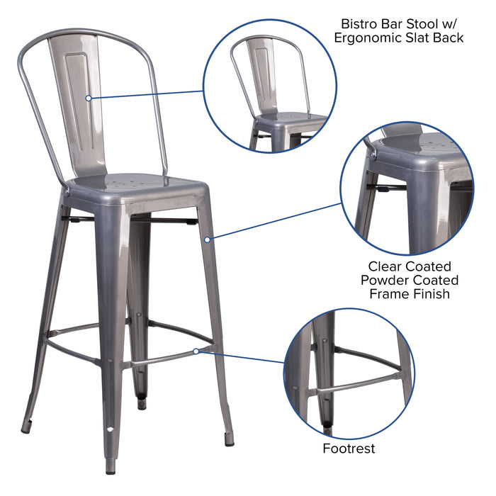 30'' High Indoor Barstool with Back