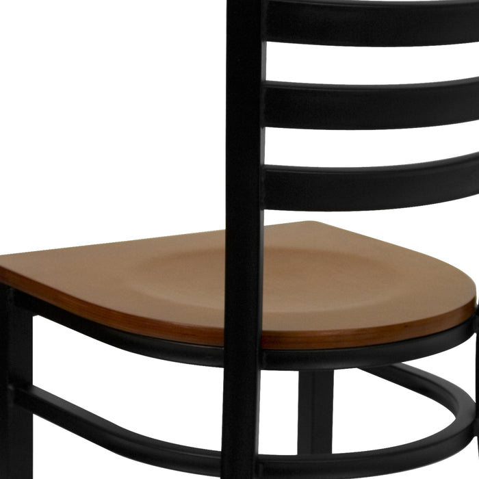 Black Ladder Back Metal Restaurant Dining Chair
