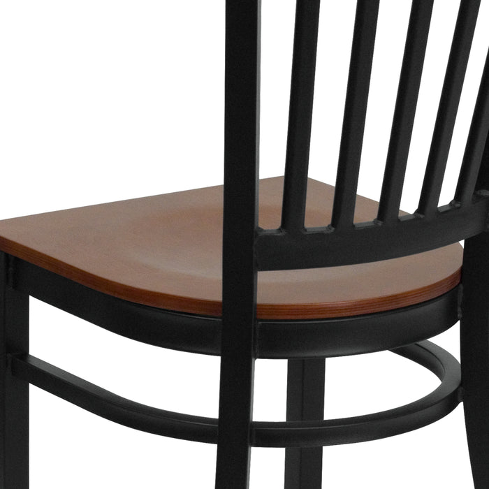 Black Vertical Back Metal Restaurant Dining Chair