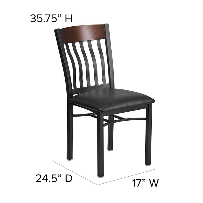 Vertical Back Metal Restaurant Dining Chair with Vinyl Seat