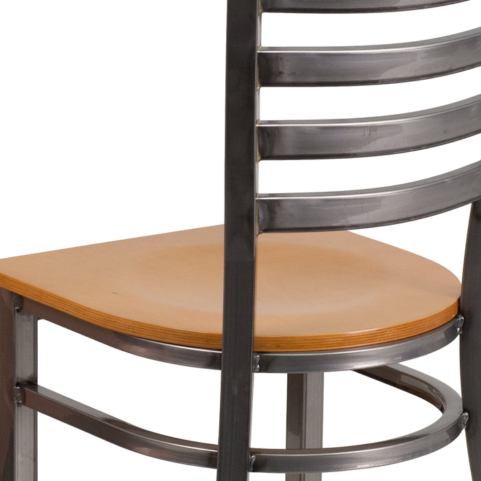 Clear Coated Ladder Back Metal Restaurant Dining Chair
