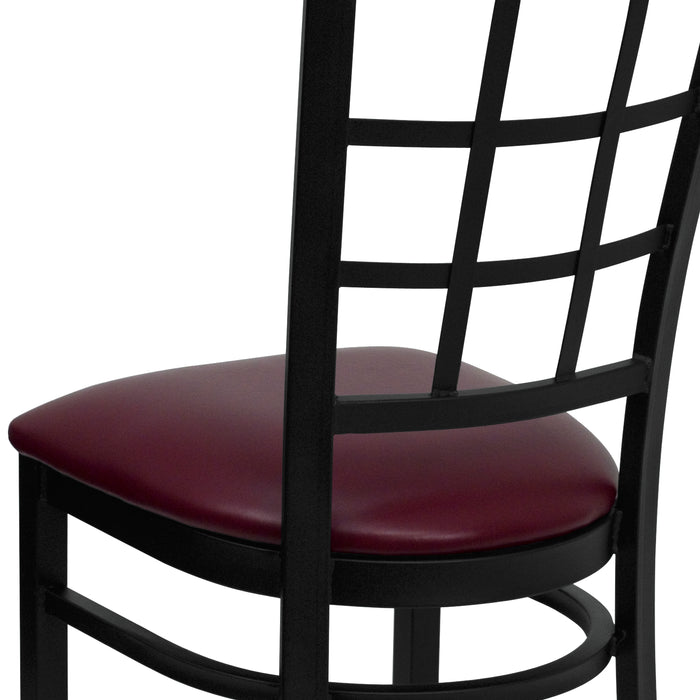 Black Window Back Metal Restaurant Dining Chair