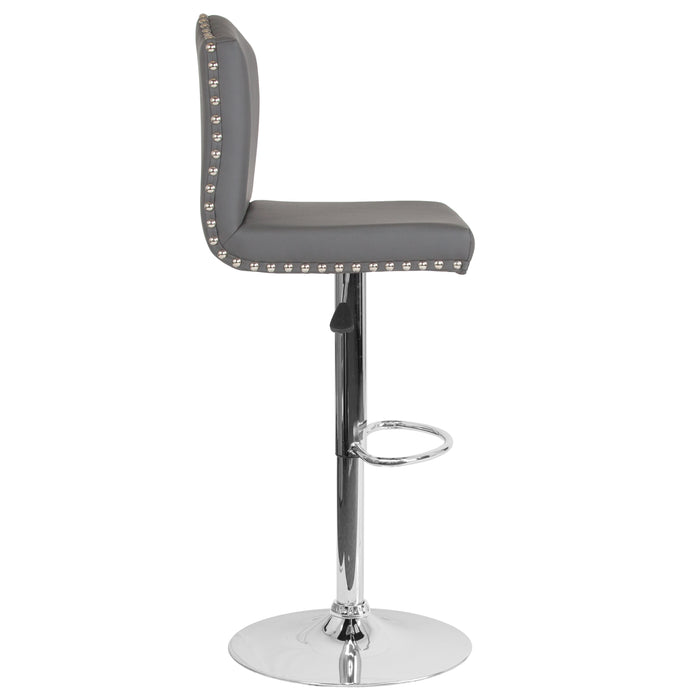2 Pk. Contemporary Adjustable Height Barstool with Accent Nail Trim