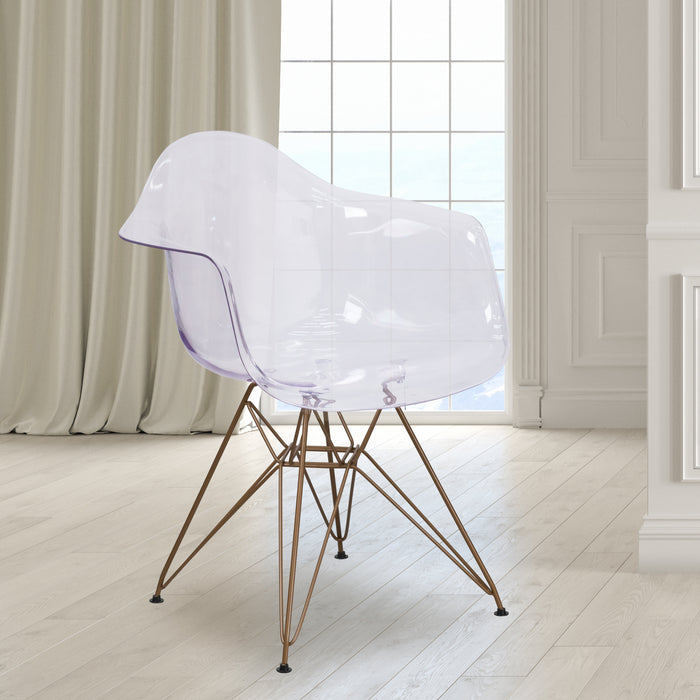 2 Pack Transparent Side Chair with Solid Base