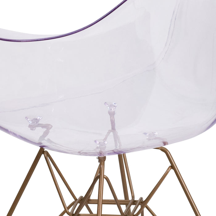 2 Pack Transparent Side Chair with Solid Base