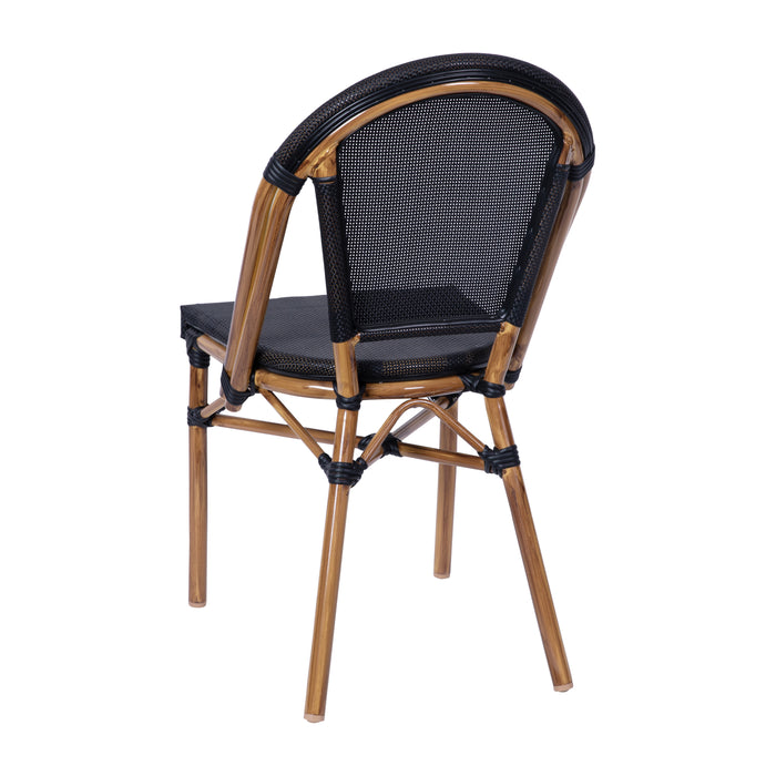 Massalia Indoor/Outdoor Stacking French Bistro Style Chairs with Textilene Seat and Aluminum Frame