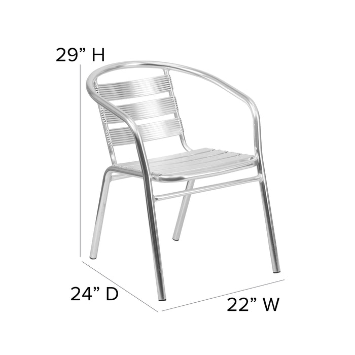 4 Pack Heavy Duty Aluminum Commercial Indoor-Outdoor Restaurant Stack Chair with Triple Slat Back