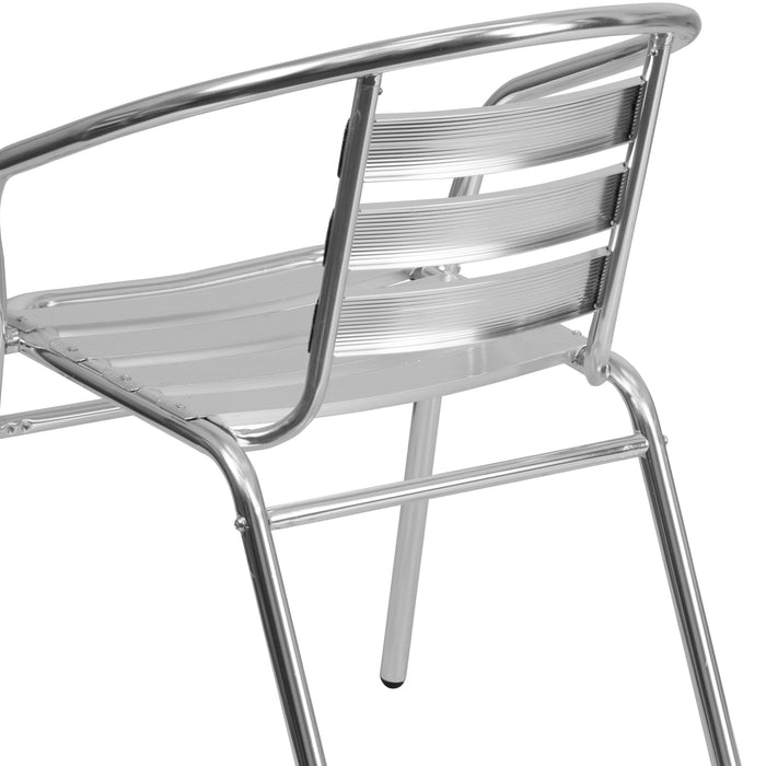 4 Pack Aluminum Commercial Indoor-Outdoor Restaurant Stack Chair with Triple Slat Back