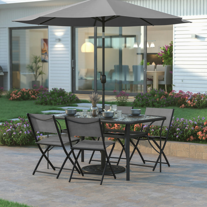 Bartlett Set of 4 Folding Chairs for Indoor/Outdoor Use with Flex Comfort Material and Steel Frames