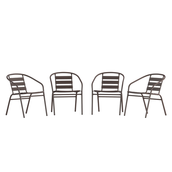 4 Pack Metal Restaurant Stack Chair with Aluminum Slats
