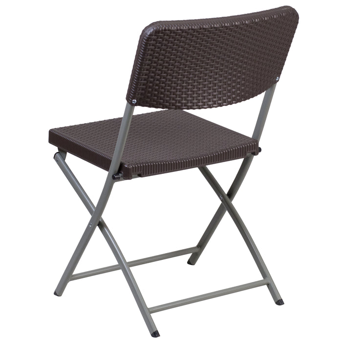 6 Pack Rattan Plastic Folding Chair with Gray Frame