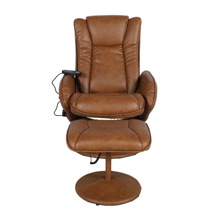 Massaging Multi-Position Plush Recliner with Side Pocket and Ottoman