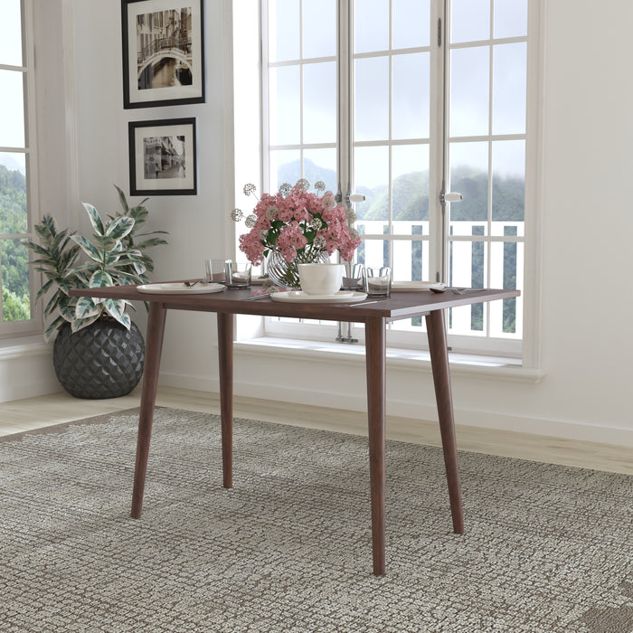 Beverly Mid-Century Modern Wooden Dining Table for Four with Sleek Tapered Legs with Protective Floor Glides