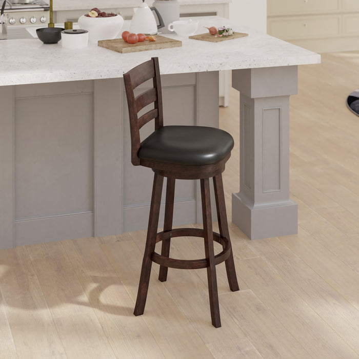 Avi Classic Wooden Ladderback Dining Stool with Padded Swivel Seat