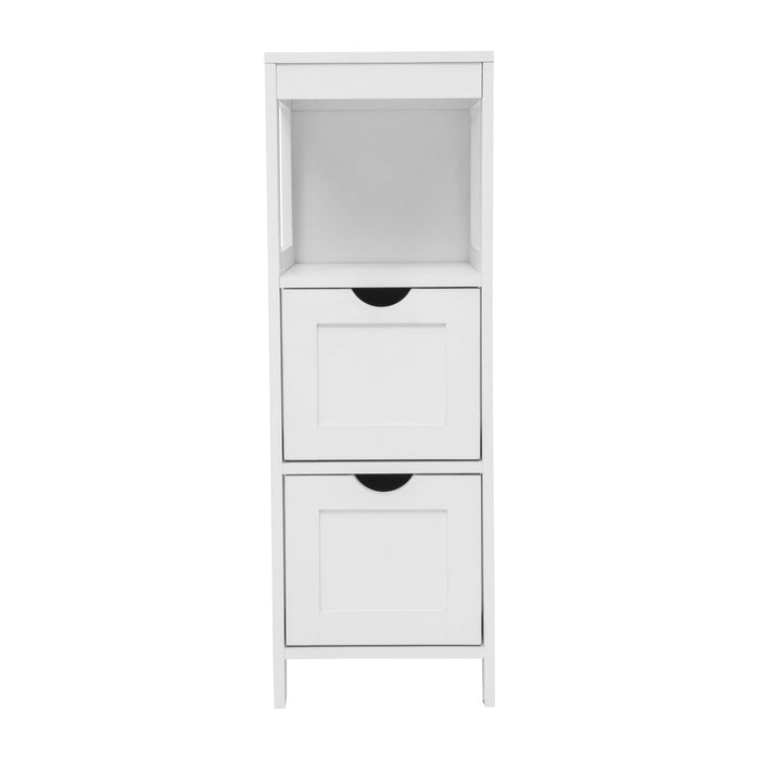 Dante Bathroom Storage Organizer with Open Display Shelf and Two Removable Drawers