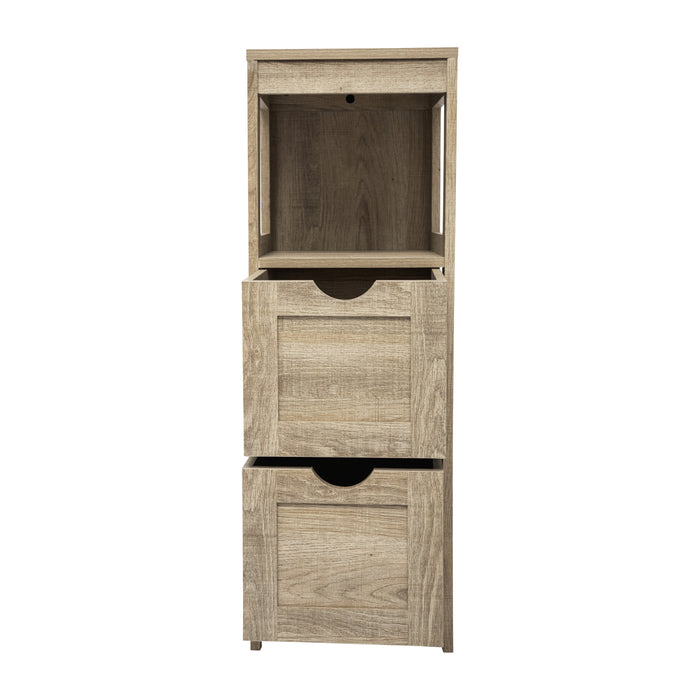 Dante Bathroom Storage Organizer with Open Display Shelf and Two Removable Drawers