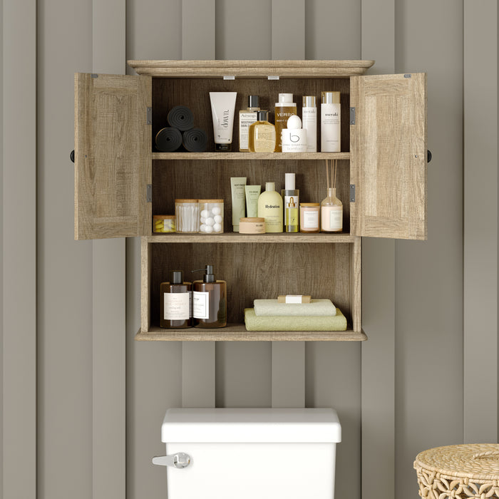 Dante Wall Mounted Bathroom Medicine Cabinet Organizer with Adjustable In-Cabinet Shelf, Dual Magnetic Closure Doors, Bottom Open Display Shelf