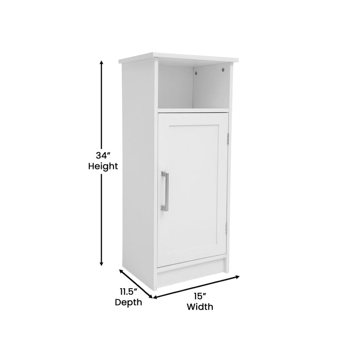 Vesta Bathroom Storage Cabinet Organizer with Adjustable In-Cabinet Shelf, Magnetic Closure Door, and Upper Open Shelf