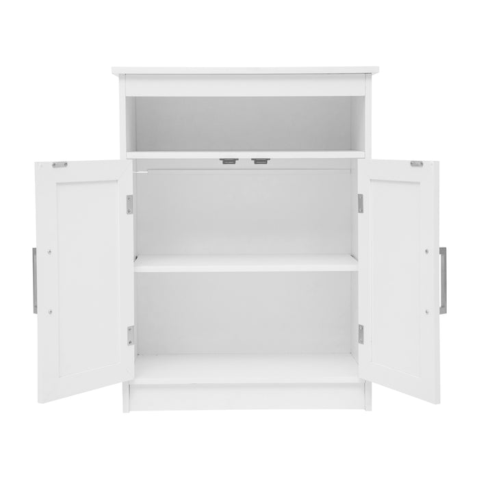 Vesta Bathroom Storage Cabinet Organizer with Adjustable In-Cabinet Shelf, Magnetic Closure Doors, and Upper Open Shelf