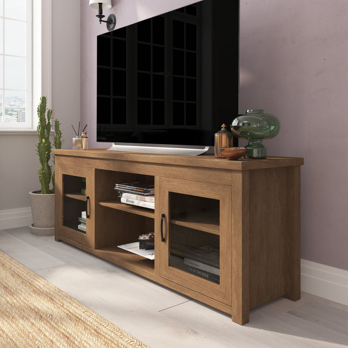 Liam TV Stand for up to 80" TV's - 65" Media Console with Classic Full Glass Doors & 3 Adjustable Shelves