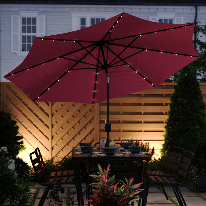 Hogan 9 FT Patio Umbrella with Solar LED Lights and Crank and Tilt Functions