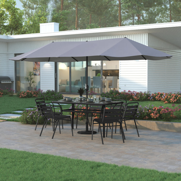 15 ft tilting patio umbrella Ewing 15 FT Weather and Water-Resistant Triple Head Patio Umbrella wit — emma-and-oliver
