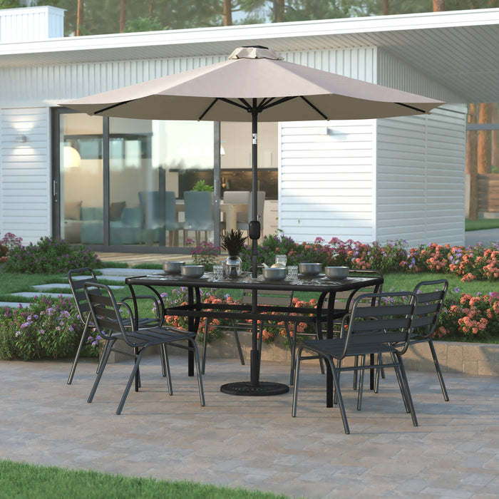 Hogan 9 FT Patio Umbrella with Solar LED Lights and Crank and Tilt Functions