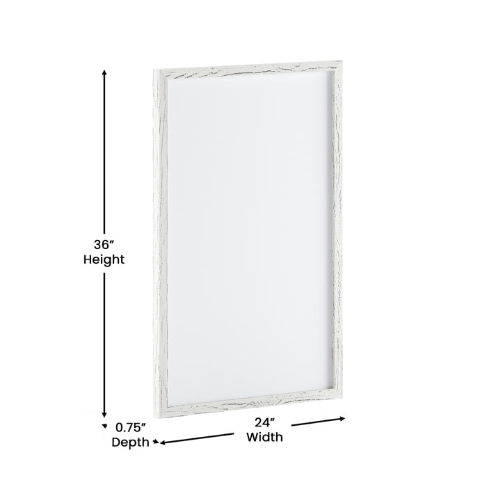 Marcus Rustic Wall Mount White Board with Dry Erase Marker, 4 Magnets, Eraser and Solid Wood Frame