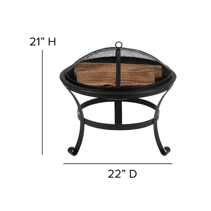 Harmon Set of 4 Modern All-Weather Poly Resin Adirondack Rocking Chairs with a Wood Burning Fire Pit for Outdoor Use
