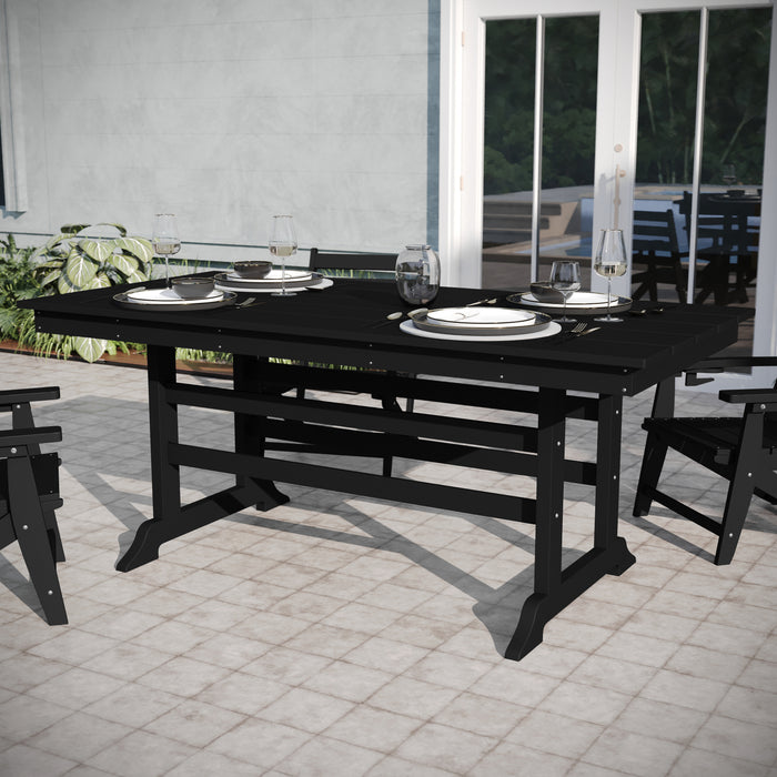 Dayton Indoor-Outdoor Rectangle Adirondack Dining Table for 6 with Recycled HDPE Construction