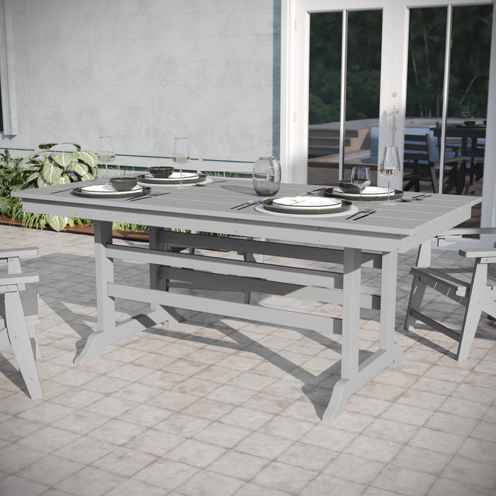 Dayton Indoor-Outdoor Rectangle Adirondack Dining Table for 6 with Recycled HDPE Construction