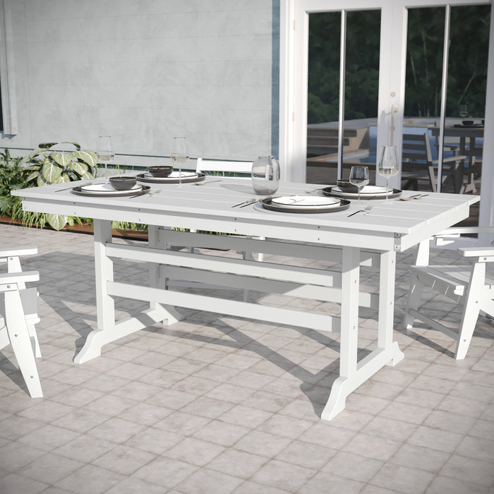 Dayton Indoor-Outdoor Rectangle Adirondack Dining Table for 6 with Recycled HDPE Construction