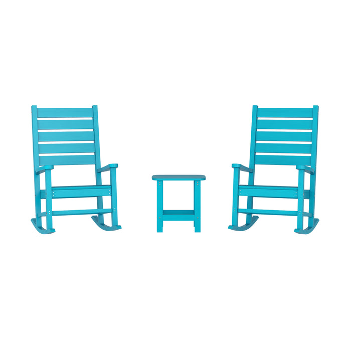 Florian 3-Piece Indoor/Outdoor Set with 2 Modern-Style Rocking Chairs with Matching End Table for All-Weather Use