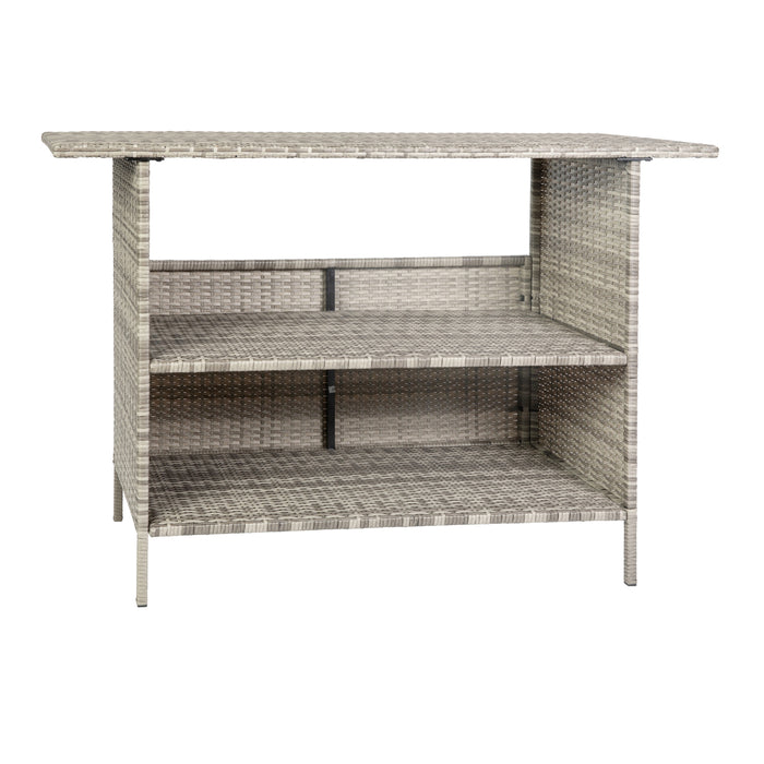 Melfi Wicker Rattan Counter Height Bar Table for Indoor/Outdoor Use with Inner Shelf and Bar Top