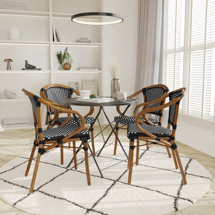 Rhea Set of Four Indoor/Outdoor Restaurant Style Rattan Barstools