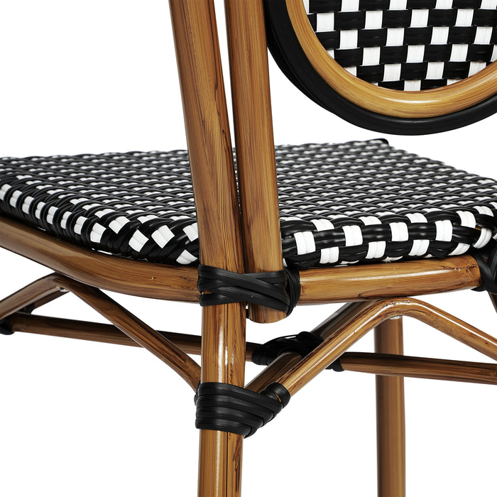 Colmar Indoor/Outdoor Stacking Thonet French Bistro Style Chair with PE Rattan Seat and Metal Frame