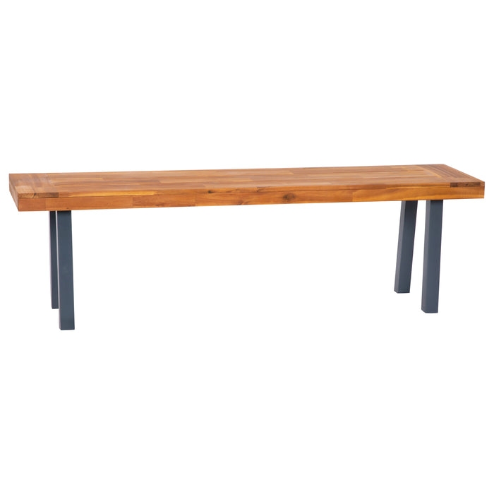 Tokar Rustic Acacia Wood Bench with Seating for Two, Flared Wooden Legs and Slatted Surface for Indoor and Outdoor Use