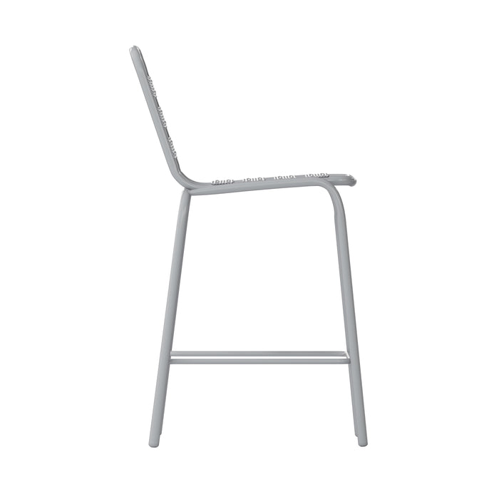 Jens Metal Dining Stool with Triple Slatted Back for Indoor and Outdoor Use