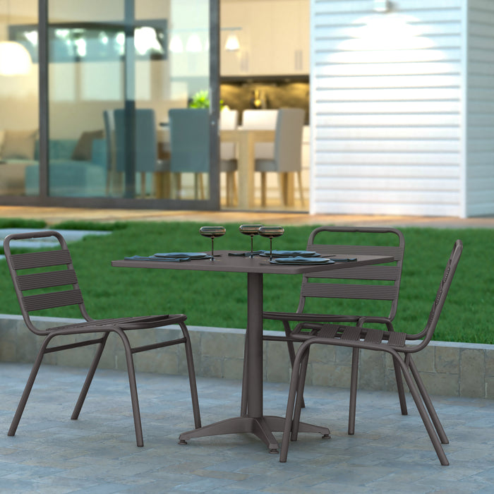 31.5'' Square Aluminum Indoor-Outdoor Table with Base