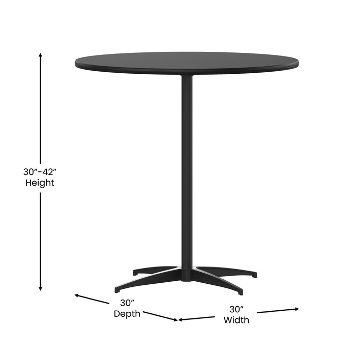 30" Round Wood Cocktail Table with 30" and 42" Columns