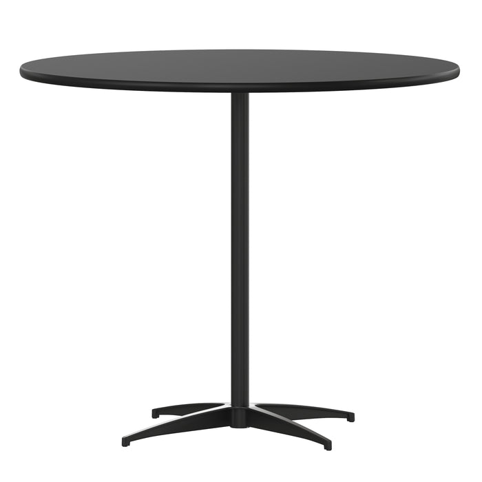 36" Round Wood Cocktail Table with 30" and 42" Columns