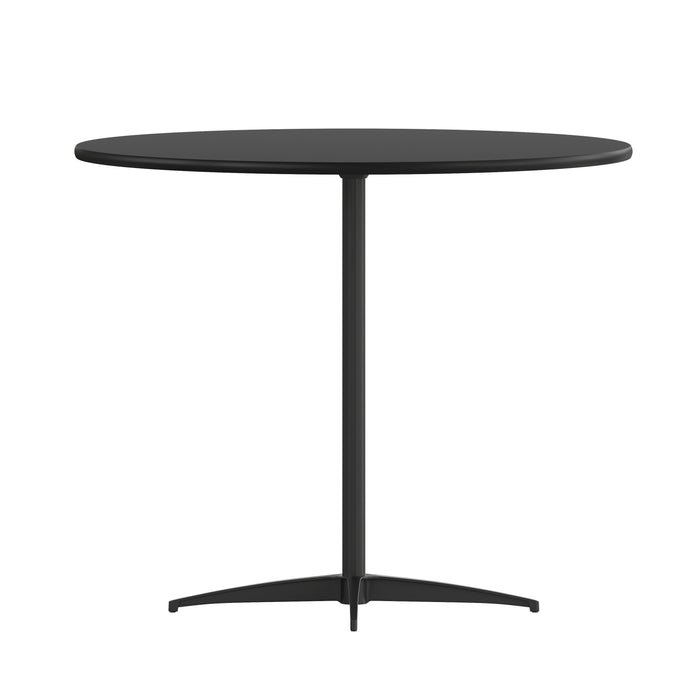 36" Round Wood Cocktail Table with 30" and 42" Columns