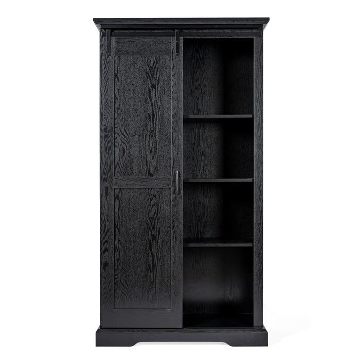 Livia Farmhouse Storage Cabinet with Sliding Barn Door, Adjustable Height and Fixed Shelving