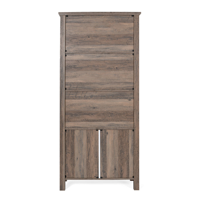 Dassie Modern Farmhouse Wooden Bookcase and Storage Cabinet with Tempered Glass Doors and 3 Upper Shelves